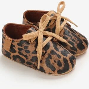 Leopard Print Baby Walker Shoes in Tan